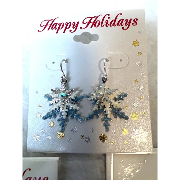 Lot Snowflake Jewelry Pin 2 PRS Earrings Snow Winter Christmas Holiday NEW - Picture 6 of 6